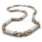 Grooved Cuboid Titanium Gold Necklace 20220