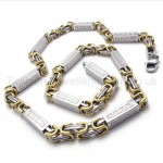 Grooved Cuboid Titanium Gold Necklace 20220