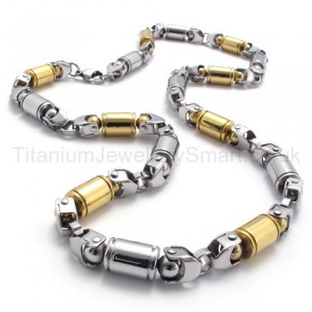 With Gold Robot Hands Link Titanium Necklace 20279