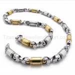 With Gold Robot Hands Link Titanium Necklace 20279