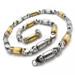 With Gold Robot Hands Link Titanium Necklace 20279