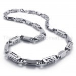 Silver Hollow Box Link Titanium Necklace 20281