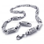 Silver Hollow Box Link Titanium Necklace 20281