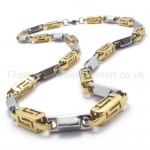 Gold Hollow Box Link Titanium Necklace 20282