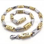 Gold Hollow Box Link Titanium Necklace 20282
