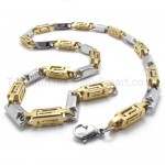 Gold Hollow Box Link Titanium Necklace 20282