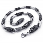 Black Hollow Box Link Titanium Necklace 20283