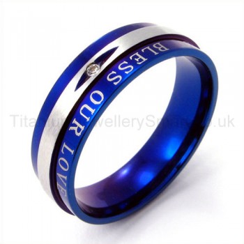 Diamond Blue Titanium Ring 19177