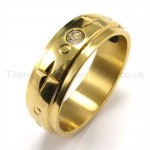 Diamond Golden Titanium Ring 19189