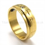 Diamond Golden Titanium Ring 19189