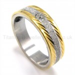 Diamond Golden Titanium Ring 19190