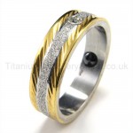 Diamond Golden Titanium Ring 19190