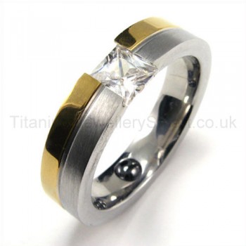 Diamond Duotone Titanium Ring 19191