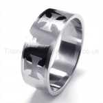 Silvery Cross Titanium Ring 19196