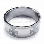 Silvery Cross Titanium Ring 19196