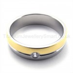 Diamond Golden Titanium Ring 19281