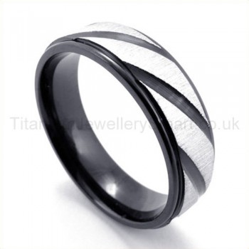 Spiral Stripes Black Titanium Ring  19283