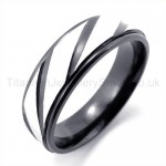 Spiral Stripes Black Titanium Ring  19283