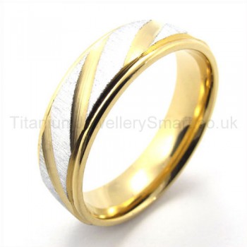 Spiral Stripes Golden Titanium Ring  19284