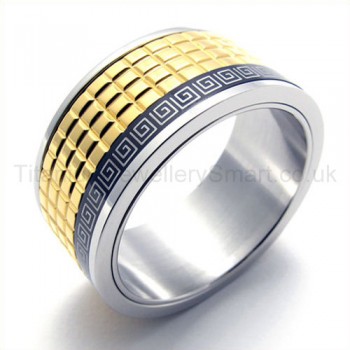 Anaglyph Golden Titanium Ring  19292