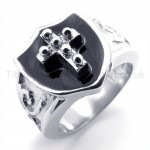 Shield Cross Titanium Ring 19296