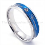 Blue Diamond Titanium Ring 19306