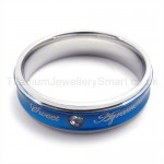 Blue Diamond Titanium Ring 19306