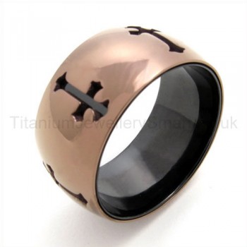 Cross Tan Titanium Ring 19422