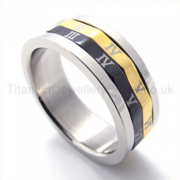 Roman Numerals Titanium Ring 19479