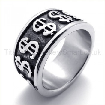 Dollar Symbol Titanium Ring 19851