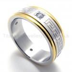Diamonds Golden Titanium Ring 19944