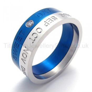 Diamond Blue Titanium Ring 20001