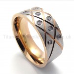 Diamonds Stagger Texture Titanium Ring 20002