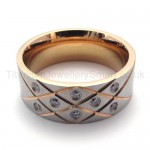 Diamonds Stagger Texture Titanium Ring 20002