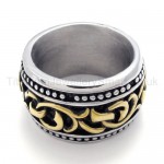 Golden Texture Titanium Ring 20005