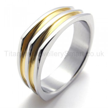 Irregular Golden Titanium Ring 20012