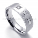 Fashionable Silvery Cross Titanium Ring 20015