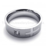 Fashionable Silvery Cross Titanium Ring 20015