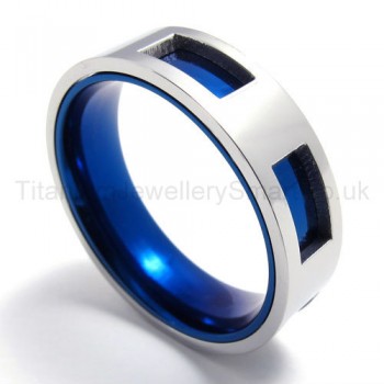 Blue Hollowed Titanium Ring 20087