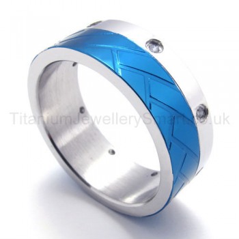 Blue Diamond Titanium Ring 20141