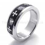 Decorated with Precious Stones Cross Titanium Ring 20143