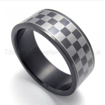 Grid Texture Titanium Ring 20149