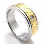 Golden Set with Diamonds Titanium Ring 20179