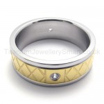 Golden Set with Diamonds Titanium Ring 20179