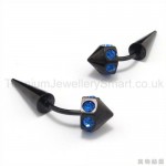 Black Titanium Inlayed Blue Diamonds Earrings 07707