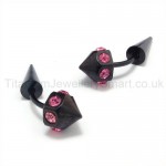 Black Titanium Inlayed Purple Diamonds Earrings 07708