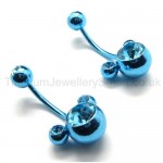 Blue Flower Titanium Inlayed Diamond Earrings 16965