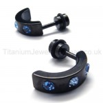 Black Titanium Blue Diamonds Earrings 17293