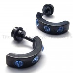 Black Titanium Blue Diamonds Earrings 17293