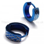 Blue Engraved Titanium Loop Earrings 18095